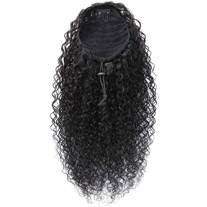 Deep Wave Drawstring Ponytail Extension Black