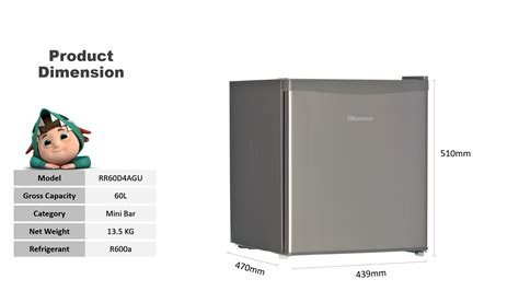 Hisense 60Liters Single Door Bar/Bed Room Refrigerator - Silver