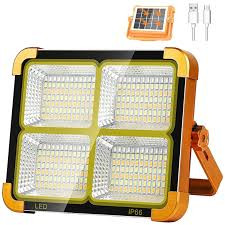 Rechargeable LED Solar Flood Light Portable and Waterproof for Outdoor Camping and Emergency ABS Body for Garden Landscape Use