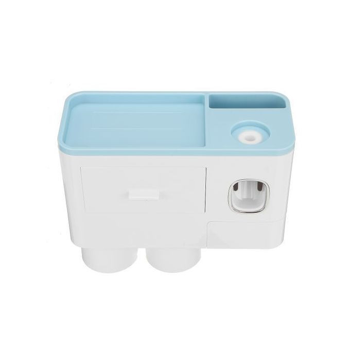 Magnetic 1/2/3/4/5 Cups Bathroom Toothbrush Holder Storage Rack With Toothpaste Dispenser Squeezer Wall Mount Organizer Punch-Free Self Adhesive White
