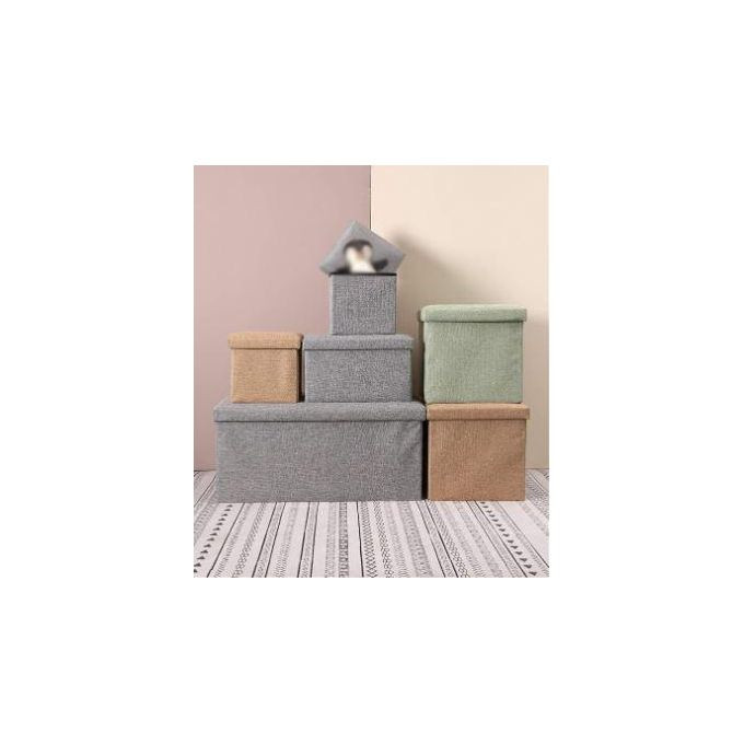 Square Storage Box, Fabric Container Storage Box Stool Living Room Hall Storage Box Shoes Toy Cube Tricolor Multiple Sizes Storage & Organisation ( Green, Size : 30x30x30CM) Multicolor
