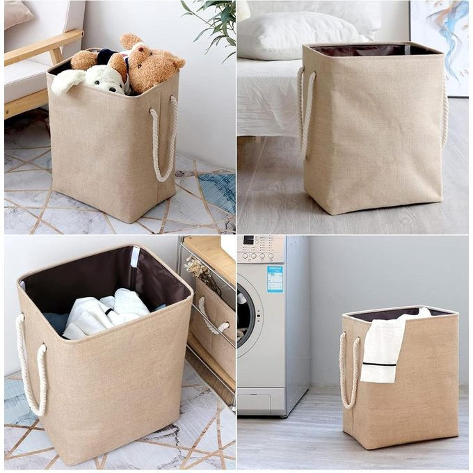 Large 40*30*50cm Foldable Washing Baskets Laundry Basket for bedrooms Dirty Clothes Organizer 2Pc set Laundry Hamper with Handles Large Collapsible Basket,Grey,Beige multicolor