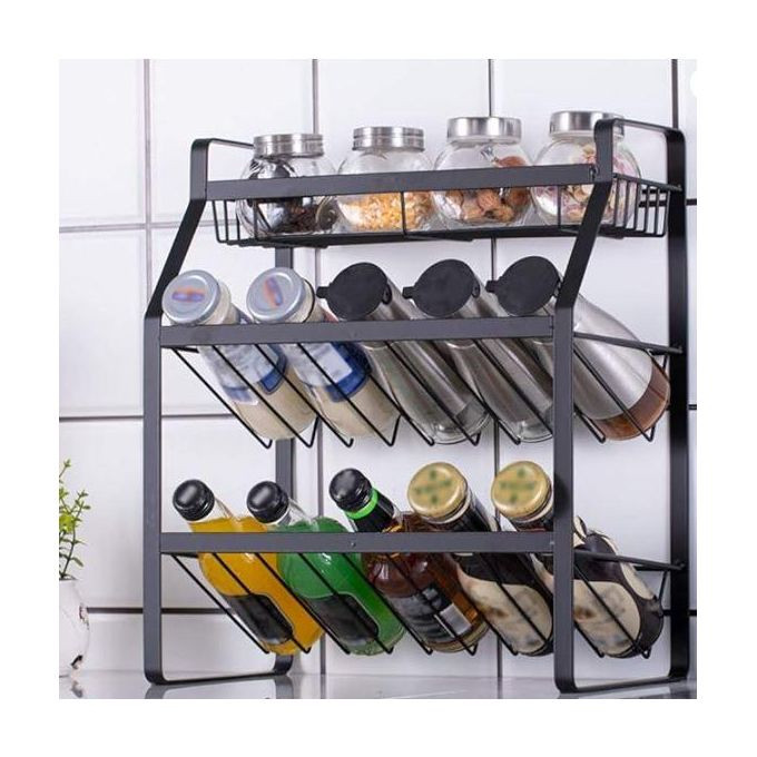 Spice Rack, Spice Organizer Seasoning Organizer 3-Tier Kitchen Rack for Kitchen Counter, Cabinets and Pantry Organization, White