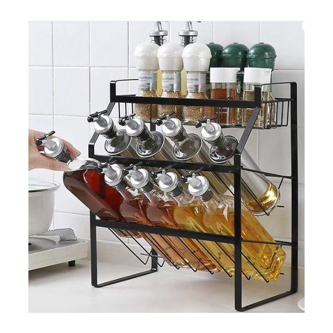 Spice Rack, Spice Organizer Seasoning Organizer 3-Tier Kitchen Rack for Kitchen Counter, Cabinets and Pantry Organization, White