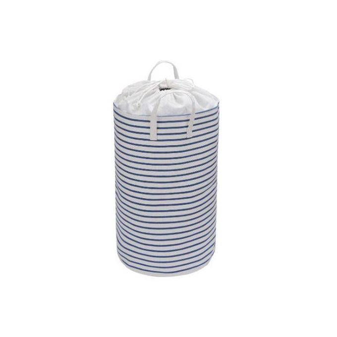 Foldable Striped Laundry Hamper Bucket Dirty Clothes Laundry Basket Home Organizer Storage Bin, Blue Stripe