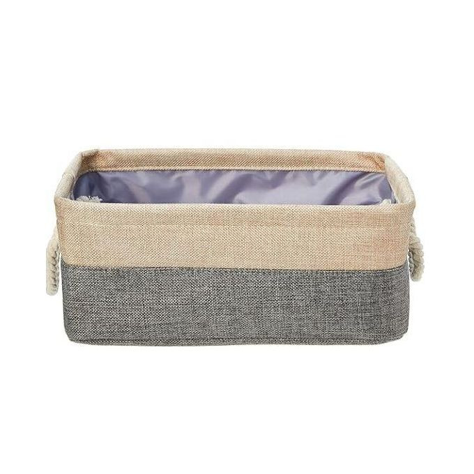 Tone Linen Storage Basket Bin With Handles, Small