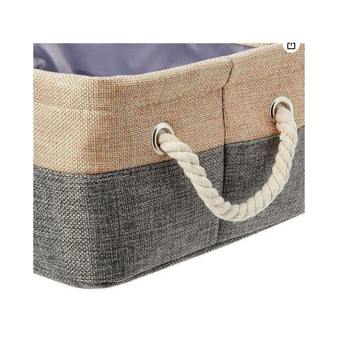 Tone Linen Storage Basket Bin With Handles, Small
