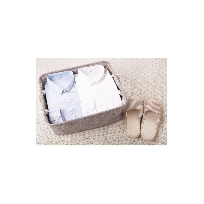 Tone Linen Storage Basket Bin With Handles, Small