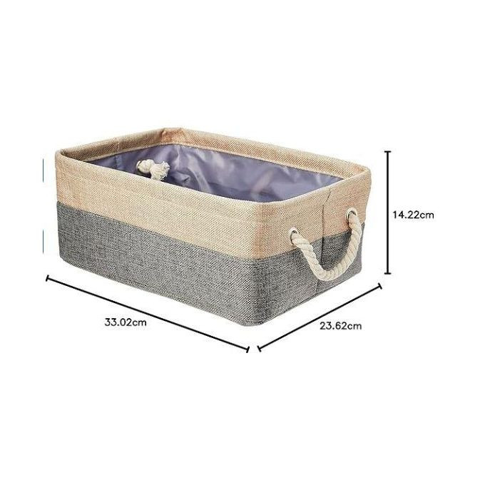 Tone Linen Storage Basket Bin With Handles, Small