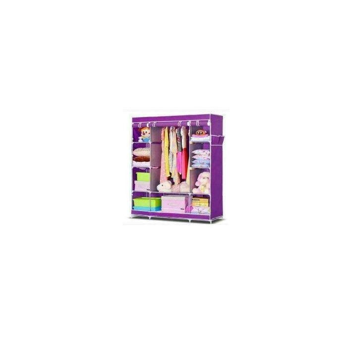 Elegant 3 Column Steel Portable Wardrobe (Not assembled) - Red,blue,brown,purple Multicolor