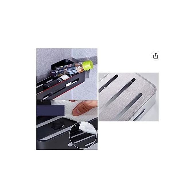 Kitchen Rail No Drill Kitchen/Bathroom Wall Rack with Hook Spice Shelf Wall Mounted Adhesive Aluminium For Kitchen Cabinets,Black B,1 Pack