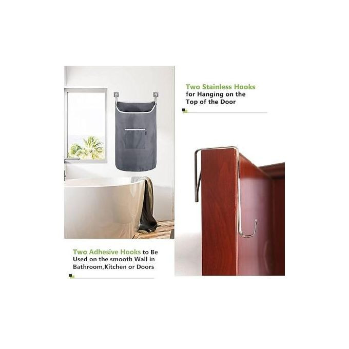 Overdoor Hanging Laundry hamper with clippers kitchen bedroom living room Capacity Pink 57L