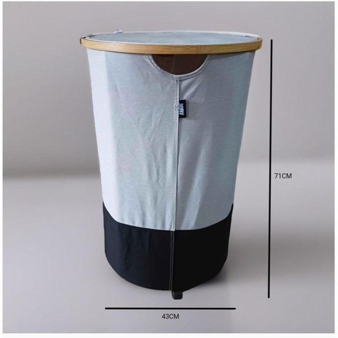 Cylindrical laundry basket with lid and wheels, 105 litres, waterproof Oxford fabric (beige maroon), inner bag fixed with buttons, high stability, very durable and robust multicolor