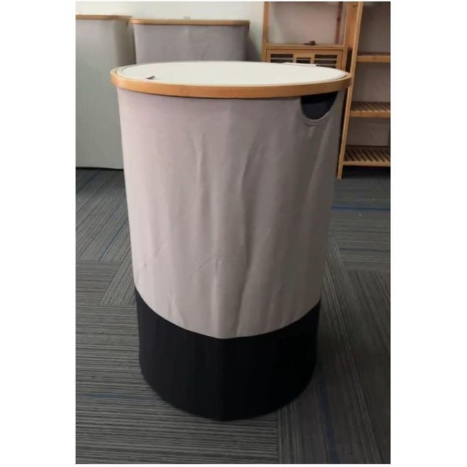 Cylindrical laundry basket with lid and wheels, 105 litres, waterproof Oxford fabric (beige maroon), inner bag fixed with buttons, high stability, very durable and robust multicolor