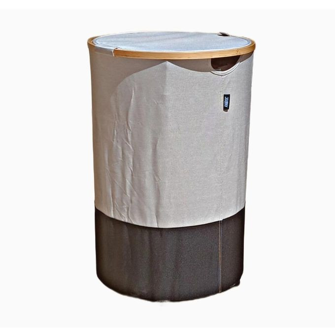 Cylindrical laundry basket with lid and wheels, 105 litres, waterproof Oxford fabric (beige maroon), inner bag fixed with buttons, high stability, very durable and robust multicolor
