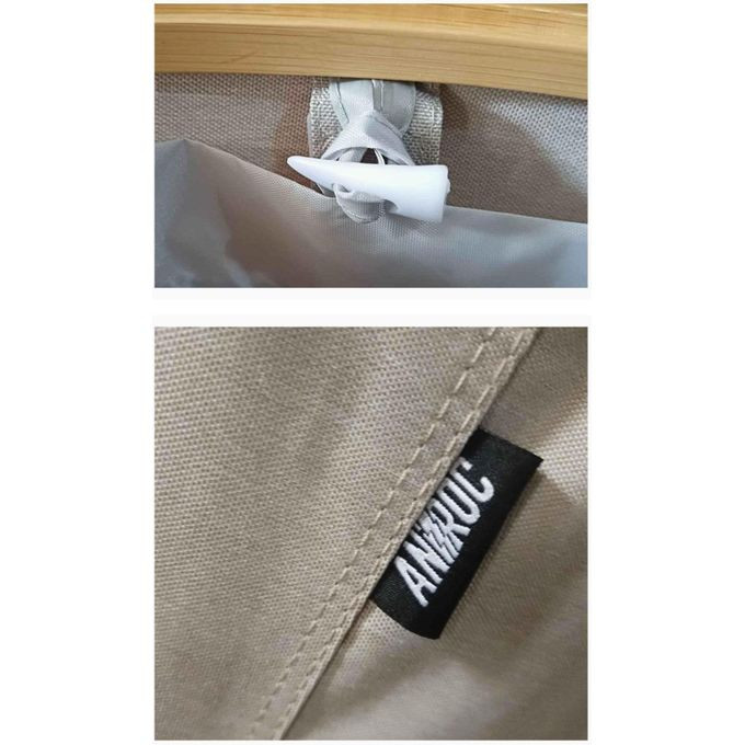 Laundry basket with lid and wheels, cylindrical, 105 l, waterproof Oxford fabric (beige ,brown ), inner pocket with buttons attached, high stability, very robust and robust multicolor