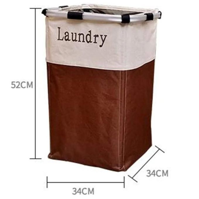 Storage Basket Aluminum Alloy Frame Storage Basket Beam Mouth Foldable Laundry Basket Oxford Cloth Storage Basket, Suitable for Bathroom Bedroom beige brown multicolor
