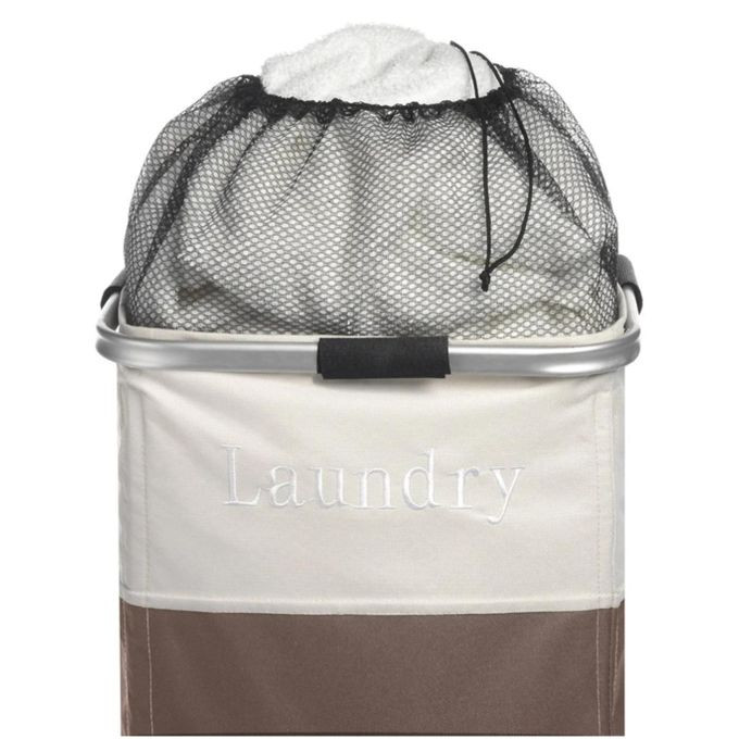 Storage Basket Aluminum Alloy Frame Storage Basket Beam Mouth Foldable Laundry Basket Oxford Cloth Storage Basket, Suitable for Bathroom Bedroom beige brown multicolor