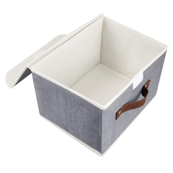 Lucky Monet Storage Bins Boxes with Lids 2 Pack Decorative Storage Boxes Collapsible Fabric Storage Basket Containers Lidded Storage Cube for Organizing Closet Home Office, 10"x 8"x 7" (Grey) multicolor
