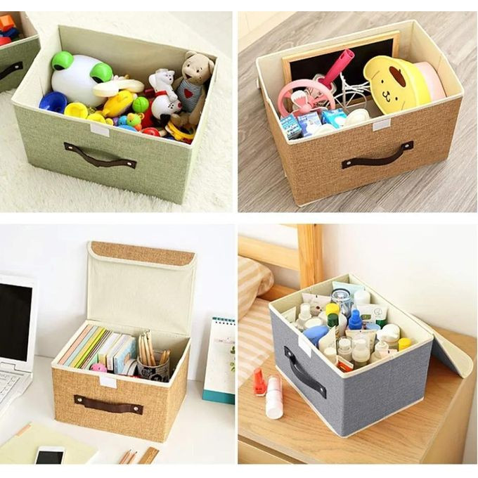 Lucky Monet Storage Bins Boxes with Lids 2 Pack Decorative Storage Boxes Collapsible Fabric Storage Basket Containers Lidded Storage Cube for Organizing Closet Home Office, 10"x 8"x 7" (Grey) multicolor