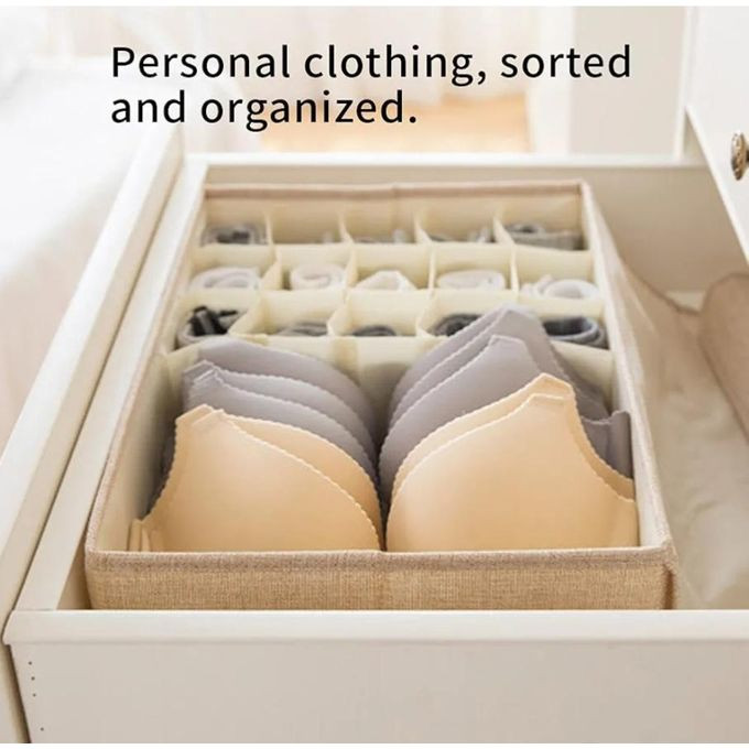 3Pack Underwear Storage Organiser Underwear Storage Compartment Box The Upgraded Fabric Has Good Breathability Compartment Design Reasonable Storage And The Whole Body Can Be Washed And Folded Beige Multicolor