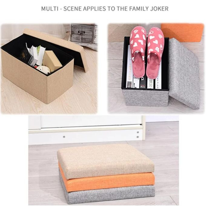 Folding Storage Ottoman, Versatile Space-Saving Storage Toy Box with Memory Foam Seat, Max Load 100 kg Linen Gray 30 * 30 * 30cm multicolor