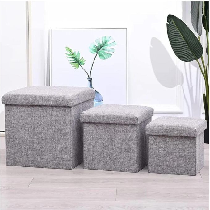 Folding Storage Ottoman, Versatile Space-Saving Storage Toy Box with Memory Foam Seat, Max Load 100 kg Linen Gray 30 * 30 * 30cm multicolor