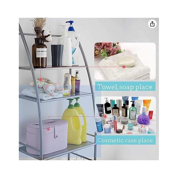 Metal Toilet Cabinet Shelving Kitchen Bathroom Space Saver Shelf Organizer Holder New, Generic, White