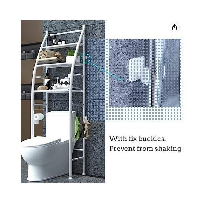Metal Toilet Cabinet Shelving Kitchen Bathroom Space Saver Shelf Organizer Holder New, Generic, White