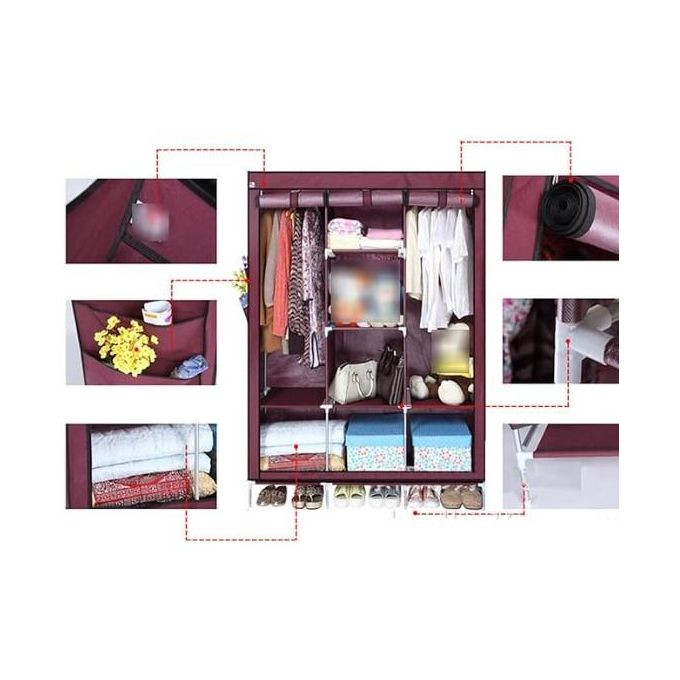 Portable Wardrobe, Multifunction Fabric Storage Rack Textile Wardrobe Cupboard Compartment 150 * 46 * 175CM(Size:130 * 46 * 175CM,Color:C) (B 130 * 46 * 175CM)....