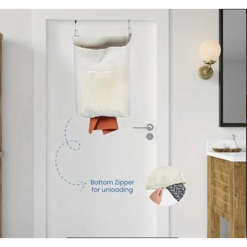 Hanging Laundry Hamper Bag X-Large Over The Door Hanging Laundry Bag with clippers Saving Space Wall Hanging Laundry Basket Hamper with Zipper for Bathroom Grey Multicolor