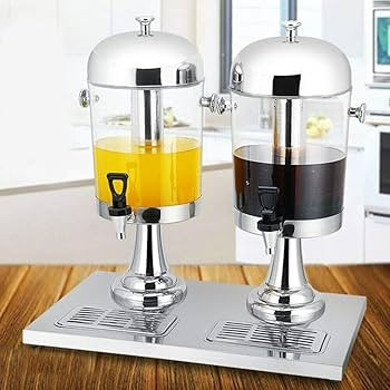 Hm 16 Liters Twin Beverage Juice Dispenser For Serving Drinks At PartiesWith A Cooling Rod For Adding Ice Cubes-Transparent