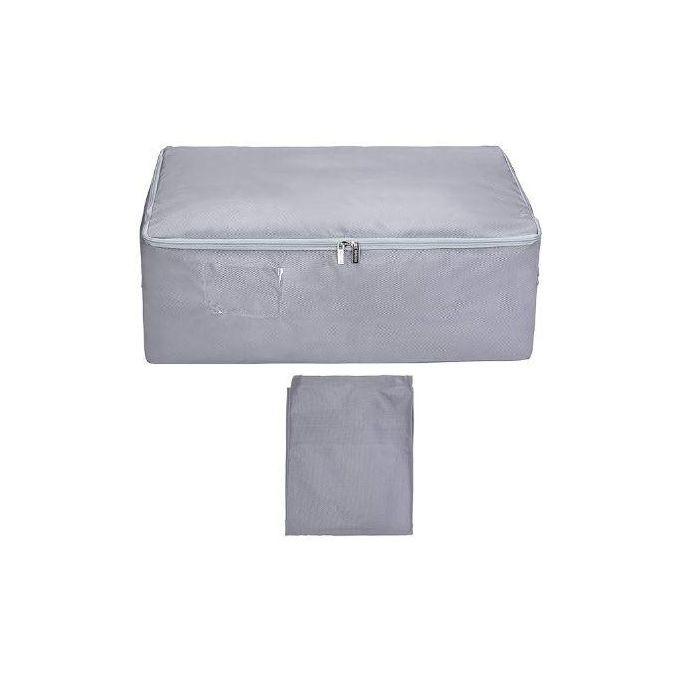 3-Pieces 50L Large Underbed Clothes Storage Bag with Zip, Thick Ultra Size Clothes Moving Bag, Moisture proof (Grey, 3 Pack)