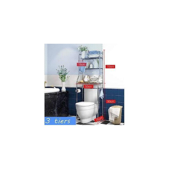2/3 Tiers Stainless Steel Storage Rack Over Toilet/Bathroom/Laundry/Washing Machine Shelf Unit Organizer - Silver
