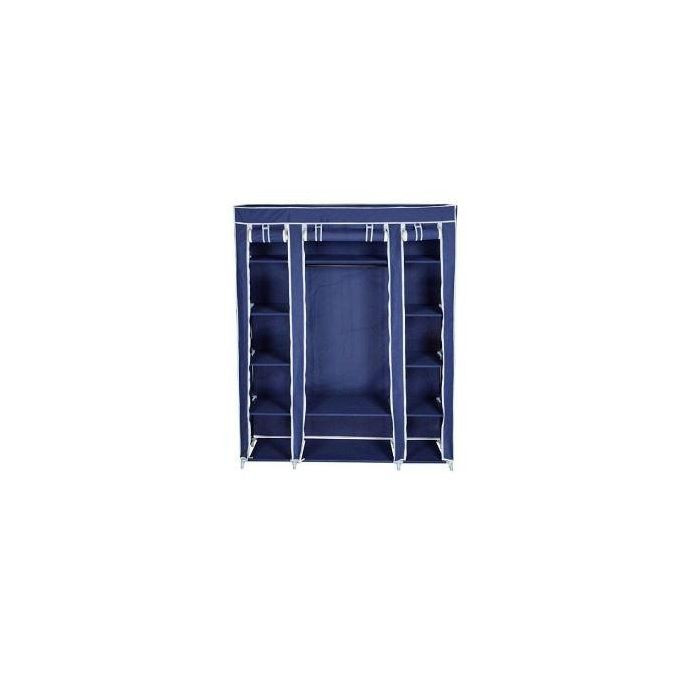 Elegant 3 Column Steel Portable Wardrobe - Brown Multicolor