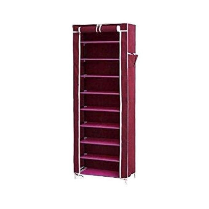 Metallic portable free standing shoe rack 9 layer with cloth cover