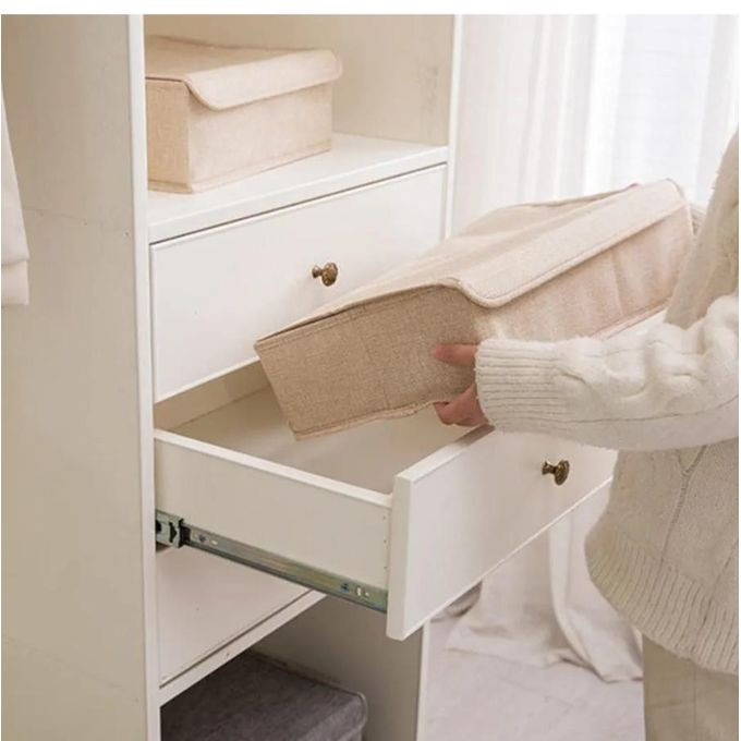 Non-Woven Collapsible Storage Cube Foldable Box Drawers Basket Bins with Lid Storage Containers Organizer Shelf 30x20x20cm-3Pack, Peach multicolor slight variations Peach color