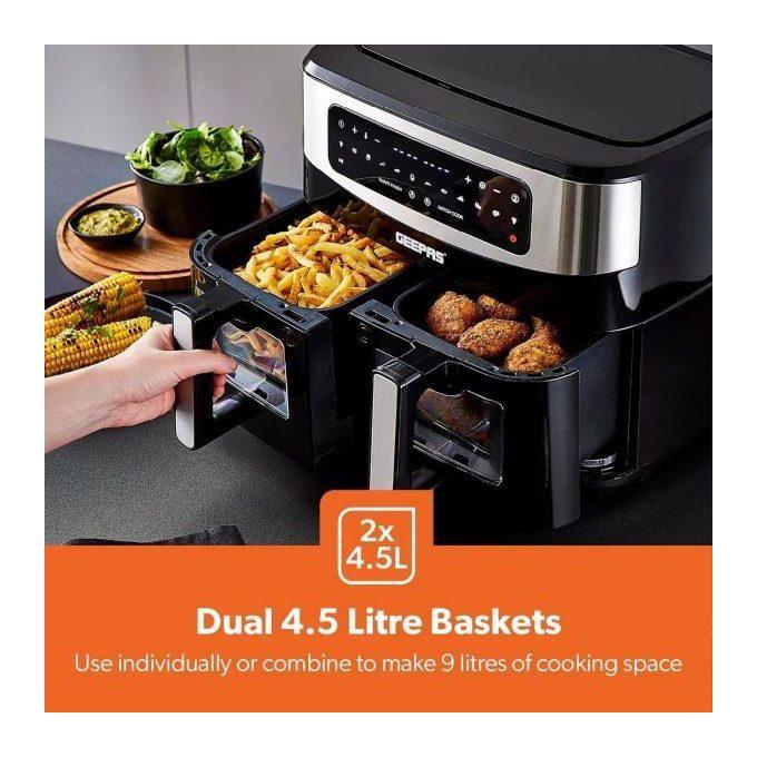 Geepas GAF 37525 Dual digi air fryer 9ltr oil fre/touch screen