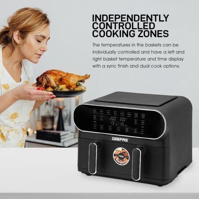 Geepas GAF 37532 Dual digi air fryer 11L oil free/touch screen
