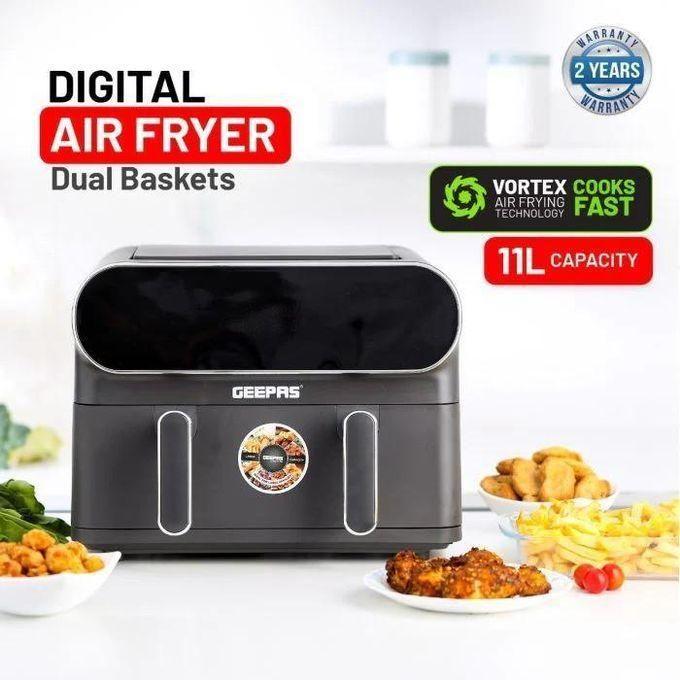 Geepas GAF 37532 Dual digi air fryer 11L oil free/touch screen