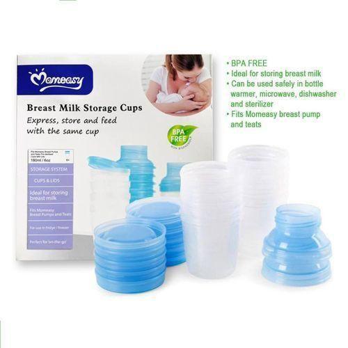 Momeasy Breast Milk Storage Cups 180ml/6oz-6cups-White&Blue